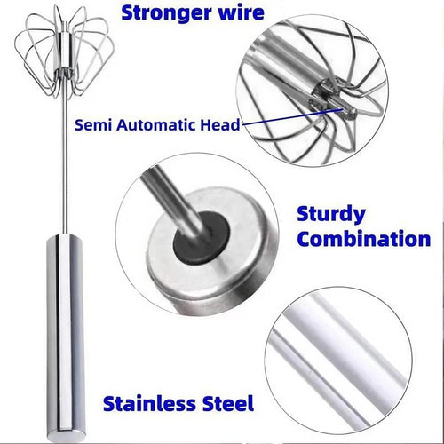 Stainless Steel Hand Push Egg Whisk
