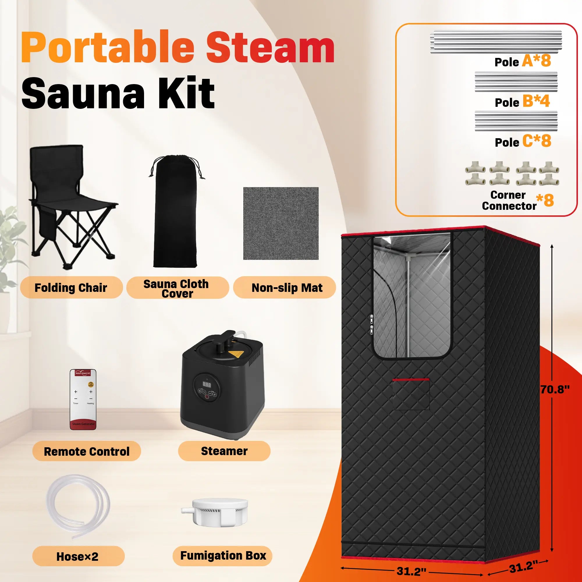 Home Portable Steam Nurecover Sauna Box , Dry Sauna SPA Full Body