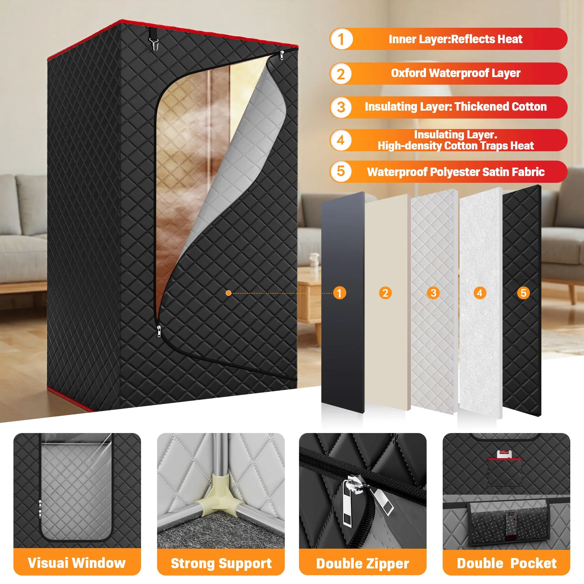 Home Portable Steam Nurecover Sauna Box , Dry Sauna SPA Full Body